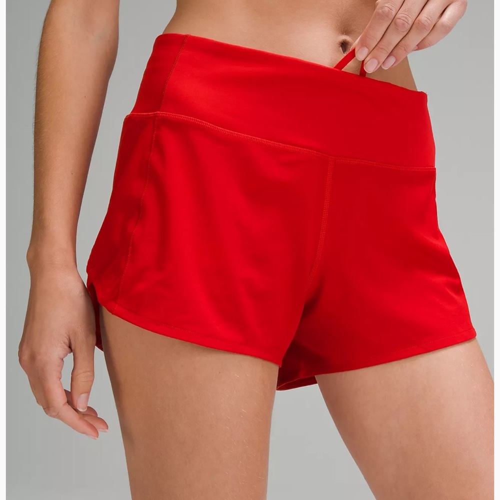 Red Lululemon Speed Up Mid-Rise Lined Short 4" Size 6